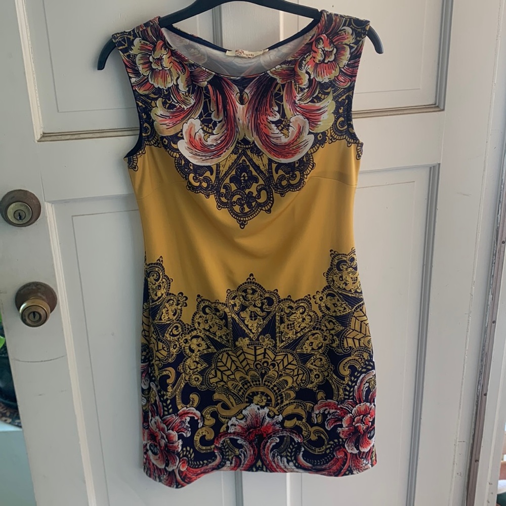 Gold Patterned Dress by Aryeh